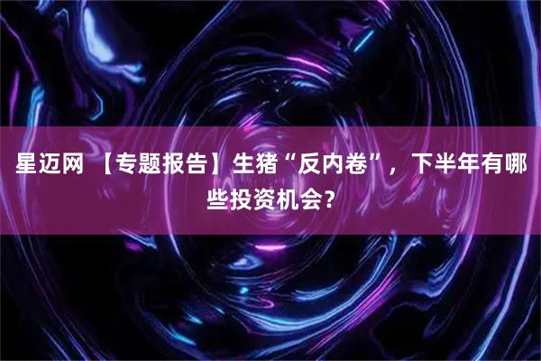 星迈网 【专题报告】生猪“反内卷”，下半年有哪些投资机会？